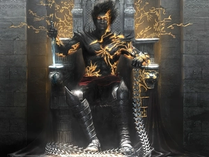 sword, a man, the throne