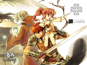Bow, Mabinogi, Women, a man, sword, Characters