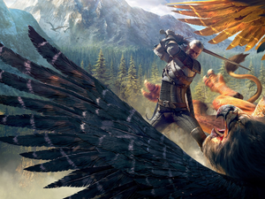 The Witcher 3 Wild Hunt, game, Bird, Fight, Geralt of Rivia, The Witcher 3 Wild Hunt