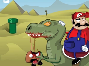 blood, Mario, dinosaur