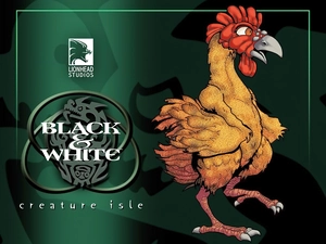 logo, Creature Isle, chicken