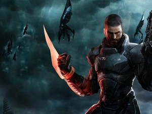 Mass Effect, harvester, gun, Shepard