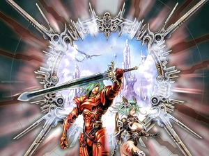 form, Women, sword, a man, Depths Of Fantasia
