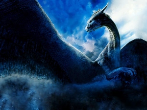 Eragon, Dragon, clouds, Fog, Sky, blue