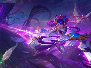 form, Gwen, Blue, starfish, Hair, League Of Legends, game, Women