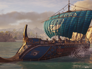 sea, rocks, Assassins Creed Odyssey, sailing vessel, game
