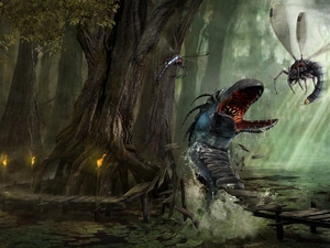 viewes, The Flames, insects, trees, Gothic