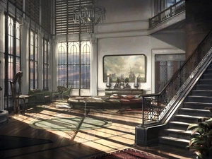 saloon, game, Windows, interior, Stairs, Dishonored 2
