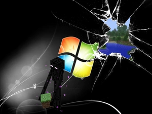 windows, logo, Enderman, hole, Minecraft