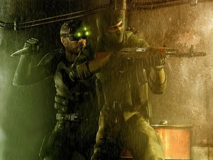Weapons, Rain, a man, knife, Splinter Cell
