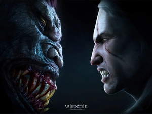 Teeth, a man, monster, canines, the witcher