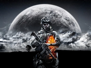 moon, Battlefield, soldier
