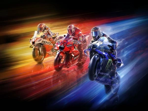 MotoGP, game, Motorcycles, Honda, motion, speed, Yamaha, motorcyclists, Ducati