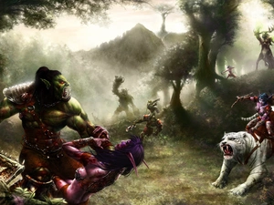 World of Warcraft, night, elves, Orcs