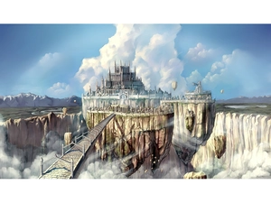 kingdom, Ragnarok, bridge, Rocks, Castle