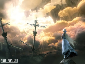 Final Fantasy III, sailboats, clouds, Women