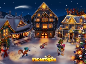 sheep, Snowman, christmas, Rabbit, Houses, Farmerama, game, christmas tree