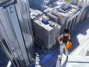 clouds, Mirrors Edge, skyscrapers
