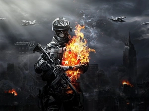skull, Battlefield 3, soldier, Explosions, Weapons, war
