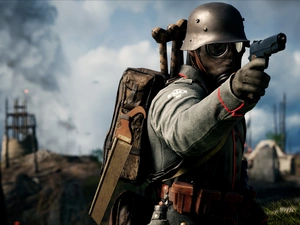 soldier, uniform, Gas Mask, knapsack, helmet, Battlefield 1, game, Gun