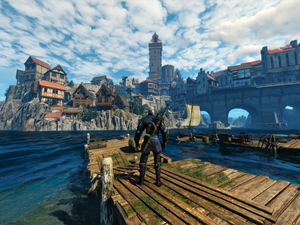 Geralt, The Witcher 3 Wild Hunt, Houses, The Witcher 3 Wild Hunt, game, Platform, Town
