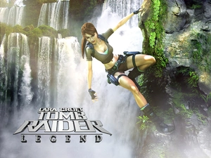 waterfall, Lara Croft, Tomb Raider Legend