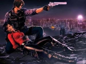 Night, town, Characters, Weapons, Resident Evil