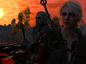 The Witcher 3 Wild Hunt, The Witcher 3 Wild Hunt, Geralt, Great Sunsets, Ciri